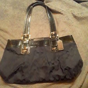 Coach purse,black cloth and patent leather